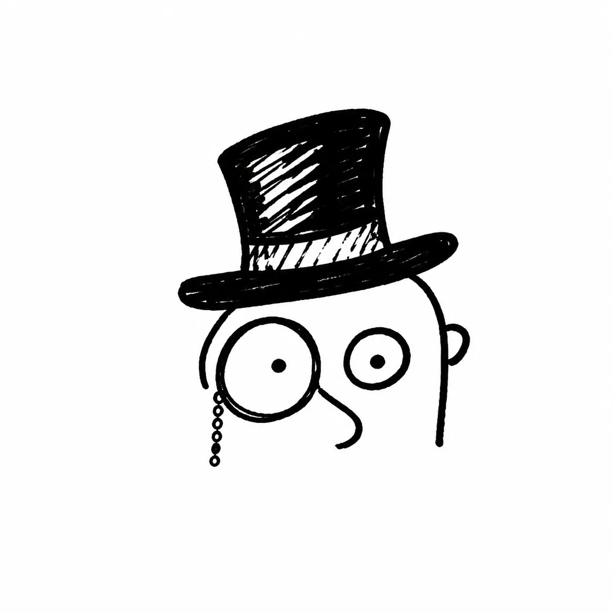 A simple top-hat and monocle mark.